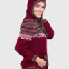 Women’s Hooded Red Melange Alpaca Sweater