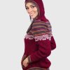 Women’s Hooded Red Melange Alpaca Sweater