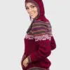 Women’s Hooded Red Melange Alpaca Sweater