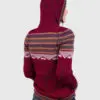 Women’s Hooded Red Melange Alpaca Sweater