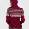 Women’s Hooded Red Melange Alpaca Sweater