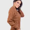Hand knit Warm Ochre Aran Alpaca Sweater for Women