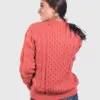 Hand knit Warm Orange Aran Alpaca Sweater for Women