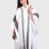 White and Black Soft Alpaca Poncho “Killa”