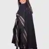 V neck Black Soft Alpaca Poncho “Yanay”