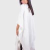 V neck White Soft Alpaca Poncho “Yori”