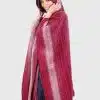 Hoddie Burgundy Soft Alpaca Poncho “Cusi”