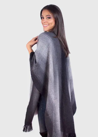 V neck Gray Soft Alpaca Poncho “Sami”