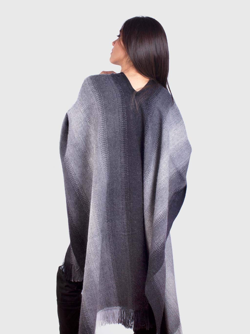 V neck Gray Soft Alpaca Poncho “Sami”