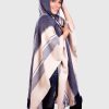 Hoddie Beige and Blue Soft Alpaca Poncho “Suyana”