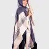Hoddie Beige and Blue Soft Alpaca Poncho “Suyana”