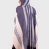 Hoddie Beige and Blue Soft Alpaca Poncho “Suyana”