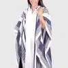 Hoddie White and Blue Soft Alpaca Poncho “Nina”