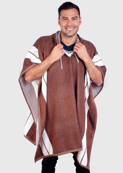 Hoddie Brown Soft Alpaca Poncho “Samin”
