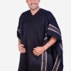 INTI0100 BLACK ALPACA PONCHO FOR MEN WITH V-NECK - WINTER WOOL CAPE