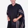 INTI0100 BLACK ALPACA PONCHO FOR MEN WITH V-NECK - WINTER WOOL CAPE