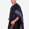 INTI0100 BLACK ALPACA PONCHO FOR MEN WITH V-NECK - WINTER WOOL CAPE