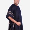 INTI0100 BLACK ALPACA PONCHO FOR MEN WITH V-NECK - WINTER WOOL CAPE