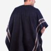 INTI0100 BLACK ALPACA PONCHO FOR MEN WITH V-NECK - WINTER WOOL CAPE