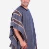 INTI0101 INTI ALPACA Peruvian Poncho for Men Knitted in Gray Alpaca Wool