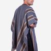 INTI0101 INTI ALPACA Peruvian Poncho for Men Knitted in Gray Alpaca Wool