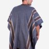 INTI0101 INTI ALPACA Peruvian Poncho for Men Knitted in Gray Alpaca Wool