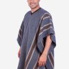 INTI0101 INTI ALPACA Peruvian Poncho for Men Knitted in Gray Alpaca Wool