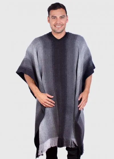 V neck Gray Soft Alpaca Poncho “Yaku”