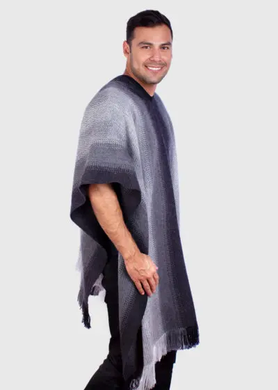 V neck Gray Soft Alpaca Poncho “Yaku”