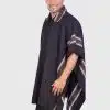 Collar Black Soft Alpaca Poncho for Men “Unay”