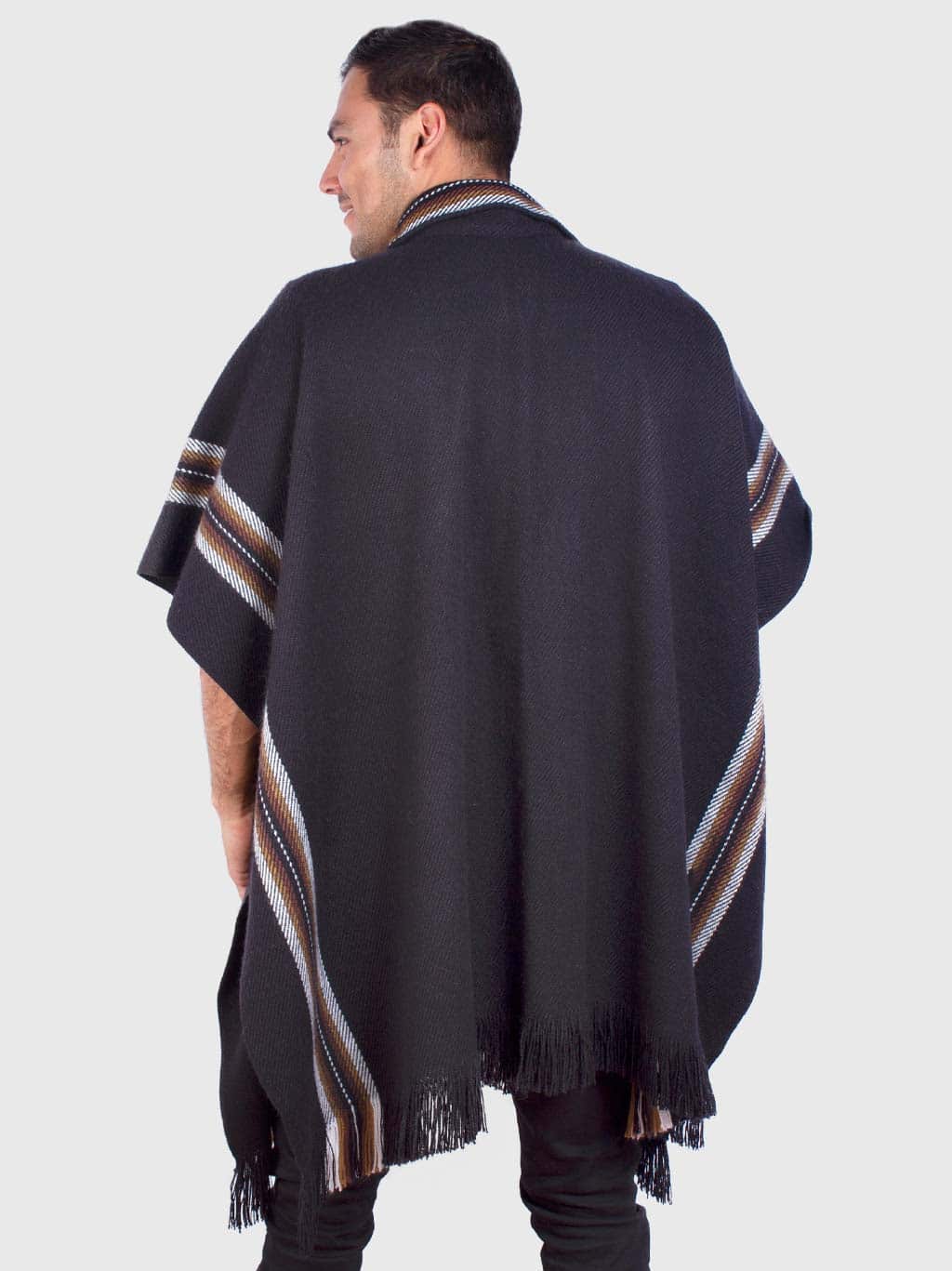 Collar Black Soft Alpaca Poncho for Men “Unay” - Inti Alpaca - Alpaca ...