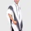 Hoddie Black and White Soft Alpaca Poncho for Men “Sumaq”