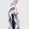 Hoddie White and Blue Soft Alpaca Poncho for Men “Nina”