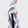 Hoddie White and Blue Soft Alpaca Poncho for Men “Nina”
