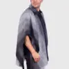 Collar Gray Soft Alpaca Poncho for Men “Killay”