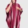 Hoddie Burgundy Soft Alpaca Poncho for Men “Cusi”