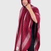 Hoddie Burgundy Soft Alpaca Poncho for Men “Cusi”
