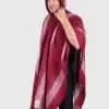 Hoddie Burgundy Soft Alpaca Poncho for Men “Cusi”