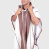 Hoddie Brown and White Soft Alpaca Poncho for Men “Illari”