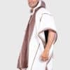 Hoddie Brown and White Soft Alpaca Poncho for Men “Illari”
