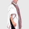 Hoddie Brown and White Soft Alpaca Poncho for Men “Illari”
