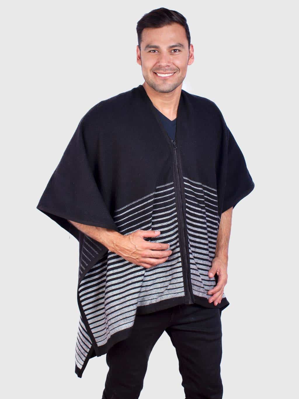 Black Soft Genuine Alpaca Poncho for 