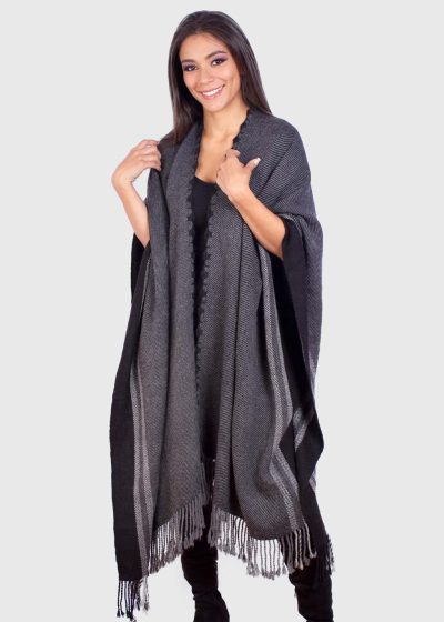 Dark Gray Soft Alpaca Ruana for women “Sepik”
