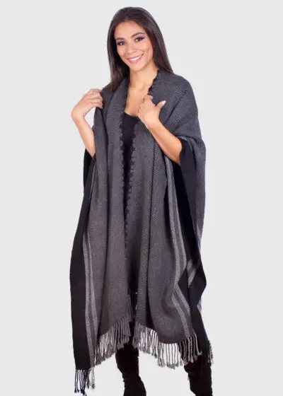Dark Gray Soft Alpaca Ruana for women “Sepik”