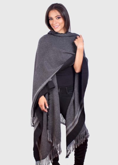 Dark Gray Soft Alpaca Ruana for women “Sepik”