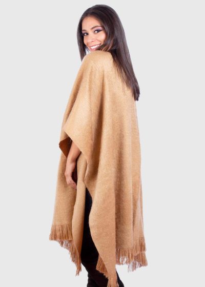Solid Beige Alpaca Ruana “Danube”
