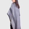 Soft Alpaca Ruana in Gray with Charcoal Stripes “Mississippi ”