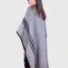 Soft Alpaca Ruana in Gray with Charcoal Stripes “Mississippi ”