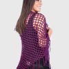 Violet Hand Crocheted Alpaca Fringed Poncho.