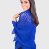 Artistically Hand Crocheted Alpaca Shawl in Blue “Trinidad”